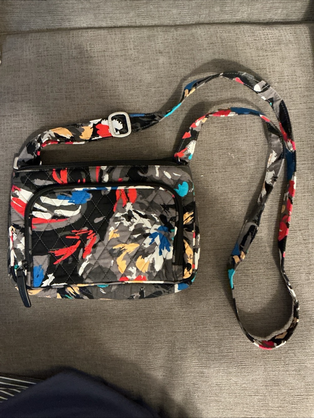Vera Bradley Splash Quilted Floral Crossbody Bag in Black Multi